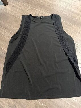 Banana Republic Black Lace-Trim Sleeveless Tank Top